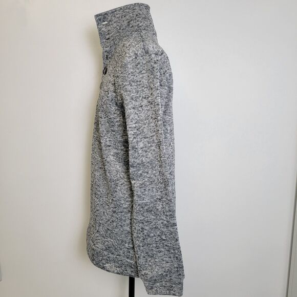 Coofandy Mens Marled Gray Qtr Button Pullover Long Sleeve Sweater S NWT - Picture 4 of 16